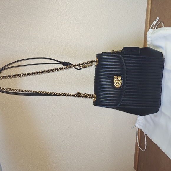 Coach Black Leather Quilting with Gold Tone Hardware - Picture 3 of 10